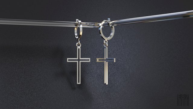 earrings in the form of a cross 3D-printmodel .c4d .max .obj .3ds .fbx .stl .blend 