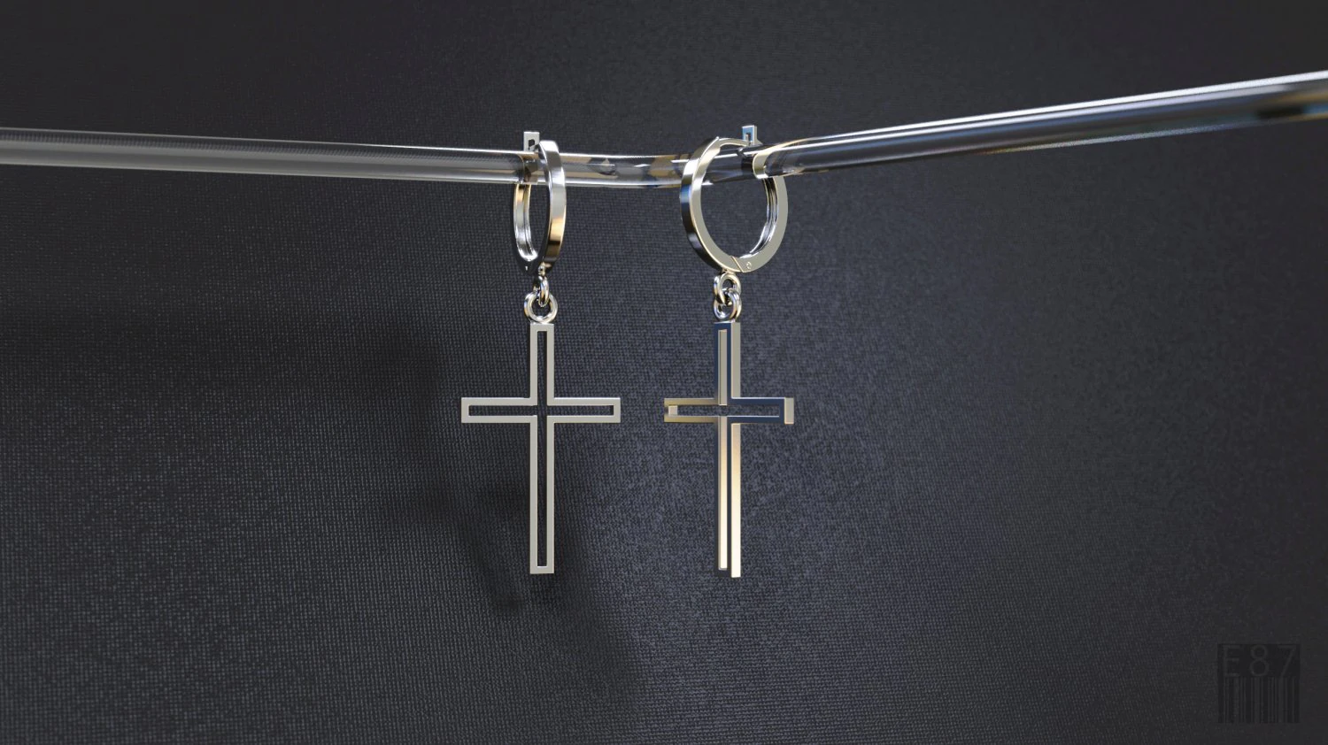 earrings in the form of a cross 3D Print Model .c4d .max .obj .3ds .fbx .stl .blend