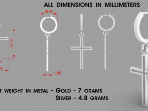earrings in the form of a cross 3D-printmodel