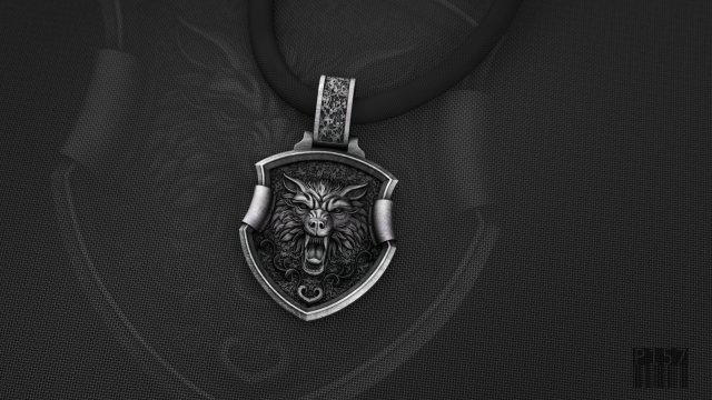 pendant wolf 3D Print Model .c4d .max .obj .3ds .fbx .stl .blend 