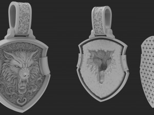 pendant wolf 3D Print Model