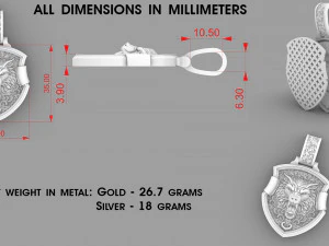 pendant wolf 3D Print Model