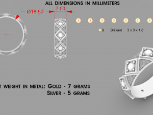 ring with stones Model Cetak 3D