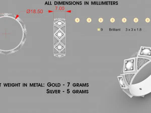 ring with stones 3D Print Model