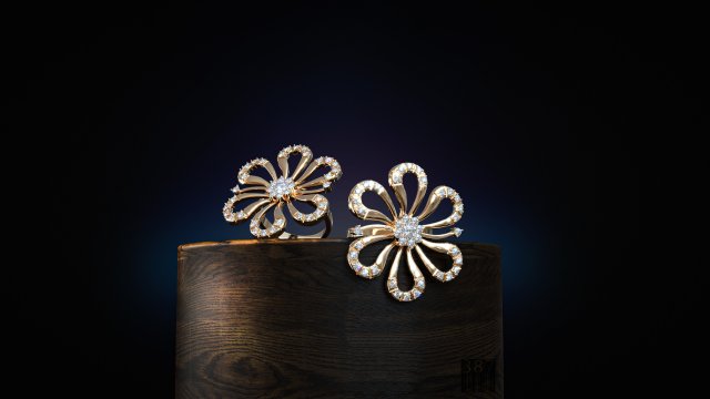 Flower ring with stones 3D प्रिंट मॉडल .c4d .max .obj .3ds .fbx .stl .blend 