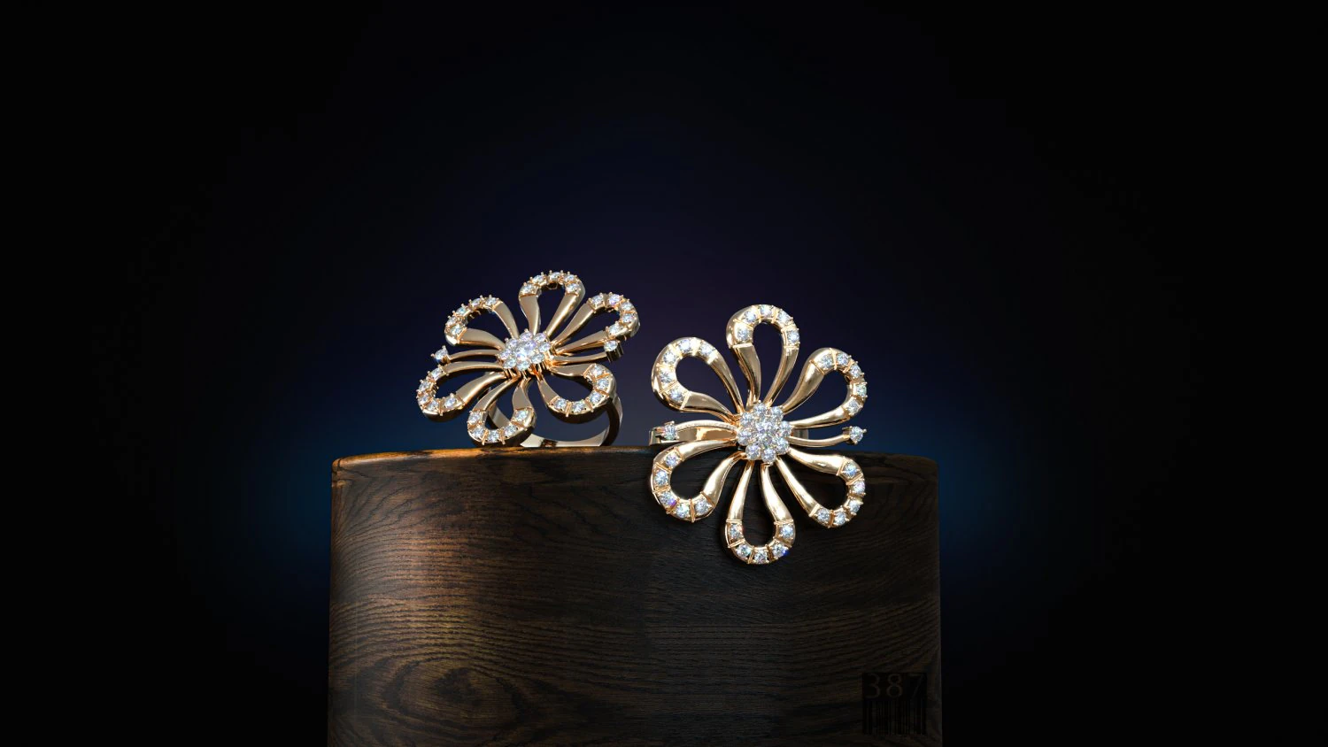 Flower ring with stones 3D Print Model .c4d .max .obj .3ds .fbx .stl .blend 