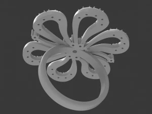 Flower ring with stones 3D Print Model