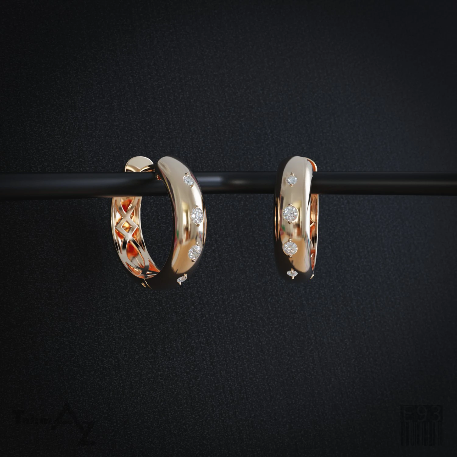 Diamond earrings 3D Print Model .c4d .max .obj .3ds .fbx .stl .blend 