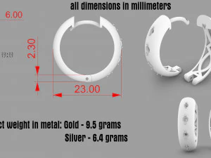 Diamond earrings 3D Print Model