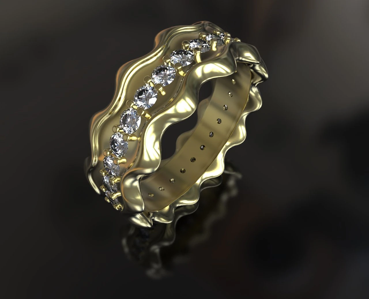 ring with diamonds 3D Model .c4d .max .obj .3ds .fbx .stl .blend 