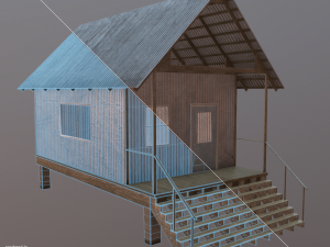 weathered beach shack 3D-Modell