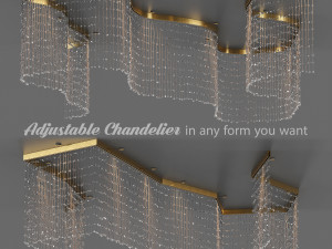 adjustable crystal string chandelier 3D Model