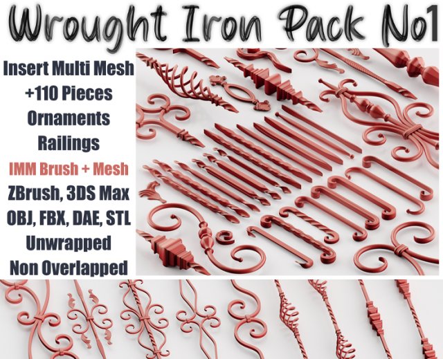 wrought iron pack no1 3D Model .c4d .max .obj .3ds .fbx .stl .blend 