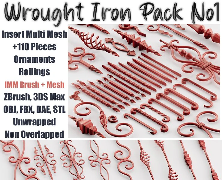 wrought iron pack no1 3D Model .c4d .max .obj .3ds .fbx .stl .blend 