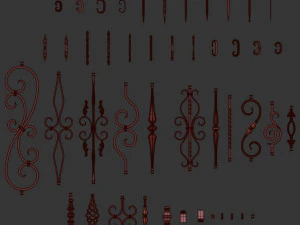 wrought iron rail clone preset 3D Model