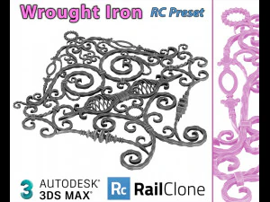 wrought iron rail clone preset 3D Model