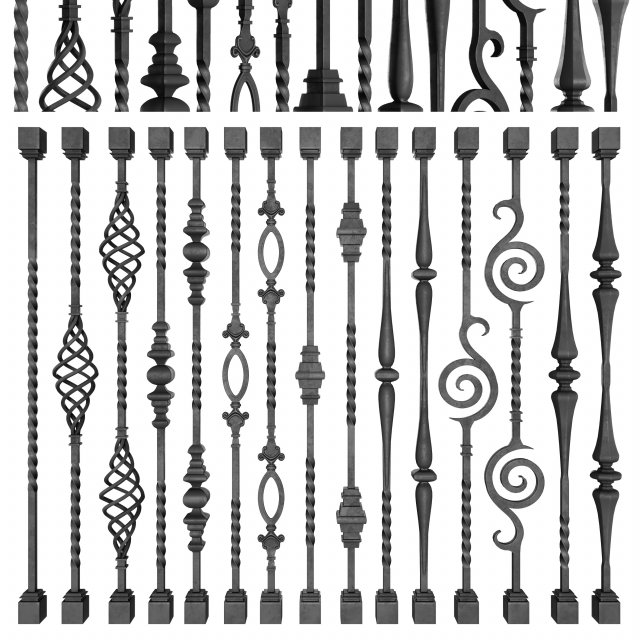 wrought iron bundle no01 railing 3D Model .c4d .max .obj .3ds .fbx .stl .blend 