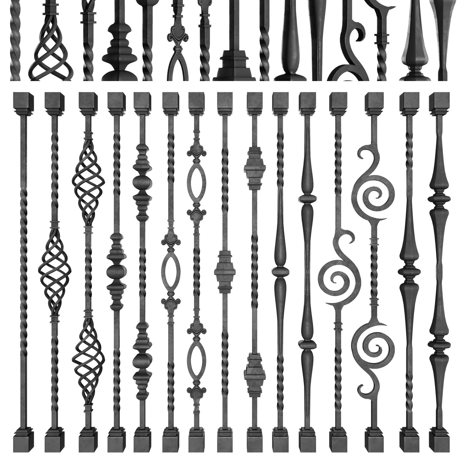 wrought iron bundle no01 railing 3D Model .c4d .max .obj .3ds .fbx .stl .blend 