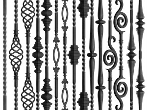 wrought iron bundle no01 railing 3D Model