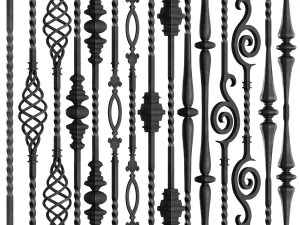wrought iron bundle no01 railing 3D Model
