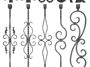 wrought iron bundle no02 railing 3D Model