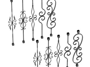 wrought iron bundle no02 railing 3D Model