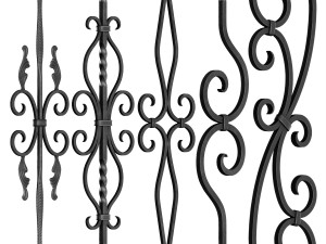 wrought iron bundle no02 railing 3D Model