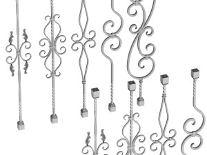 wrought iron bundle no02 railing 3D Model