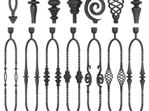 wrought iron bundle no03 railing 3D Model