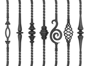 wrought iron bundle no03 railing 3D Model