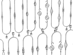 wrought iron bundle no03 railing 3D Model
