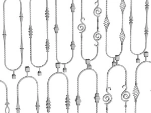 wrought iron bundle no03 railing 3D Model