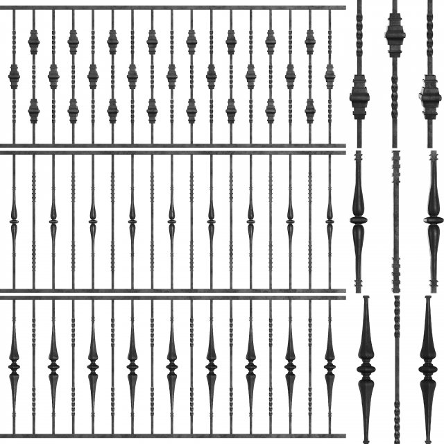 wrought iron bundle no04 fence 3D मॉडल .c4d .max .obj .3ds .fbx .stl .blend 