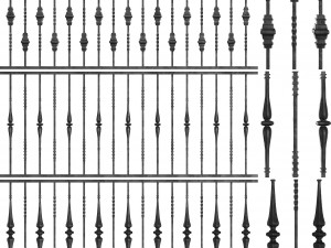 wrought iron bundle no04 fence 3D Model