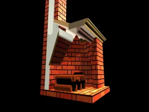 how a fireplace works in transformation animation 3D Model
