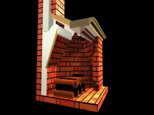 how a fireplace works in transformation animation 3D Model