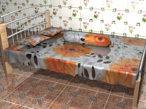 bed design 2 pillow design Model 3D