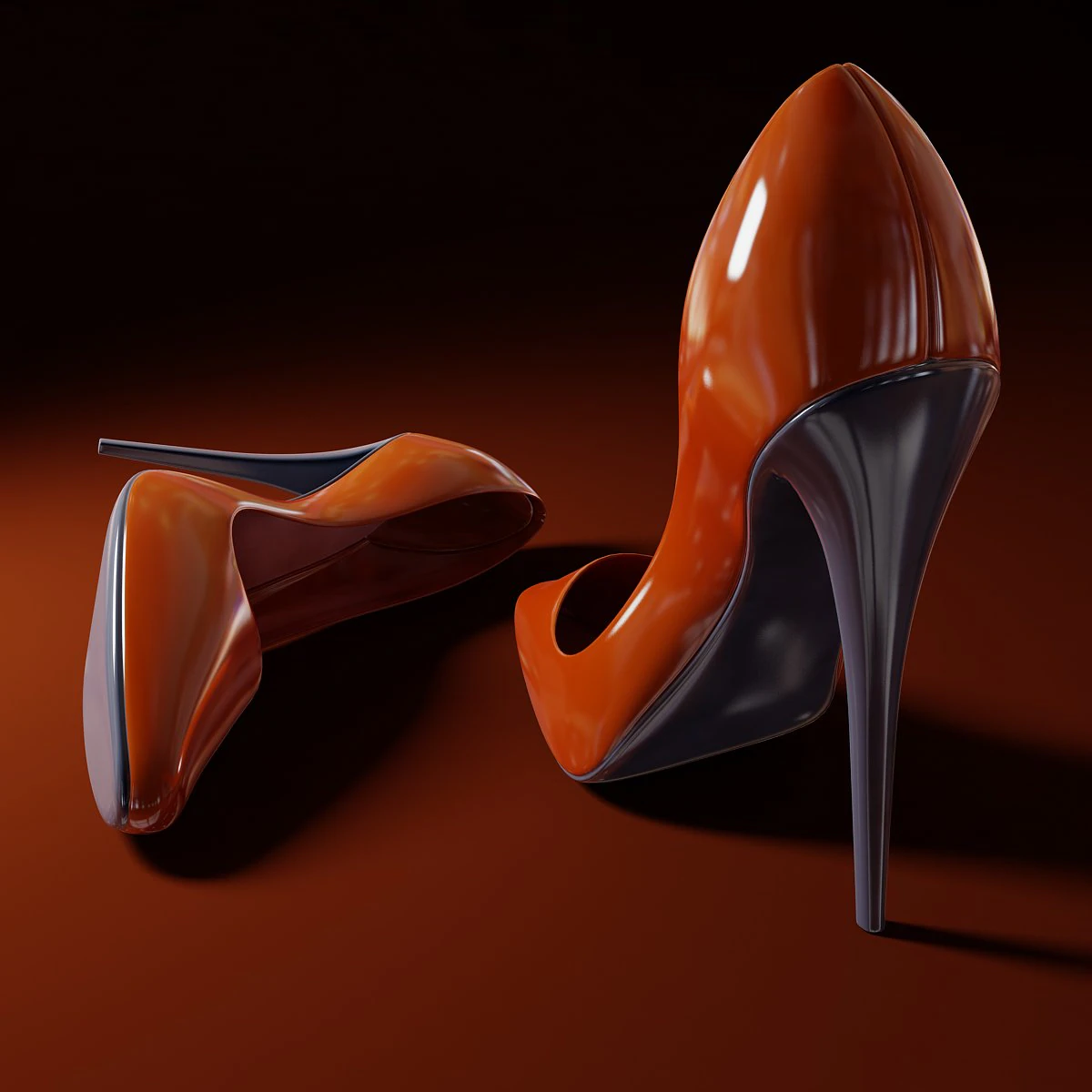 womens red shoes 3D Model .c4d .max .obj .3ds .fbx .stl .blend 