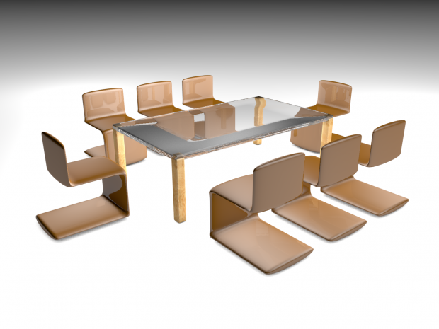 table with chair 3D Model .c4d .max .obj .3ds .fbx .stl .blend 