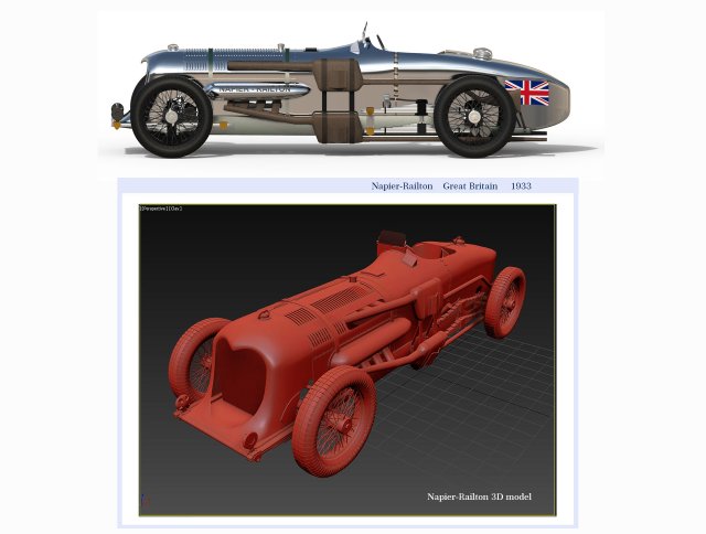 napier-railton race car 3D Model .c4d .max .obj .3ds .fbx .stl .blend 