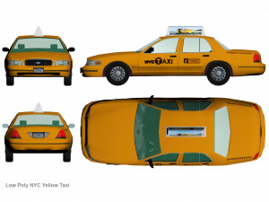 low-poly car nyc taxi 3D-Modell