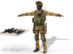 Soldier modern CAT Rigged 3D Model