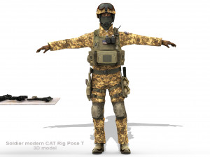 Soldier modern CAT Rigged Model 3D