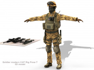 Soldier modern CAT Rigged Model 3D