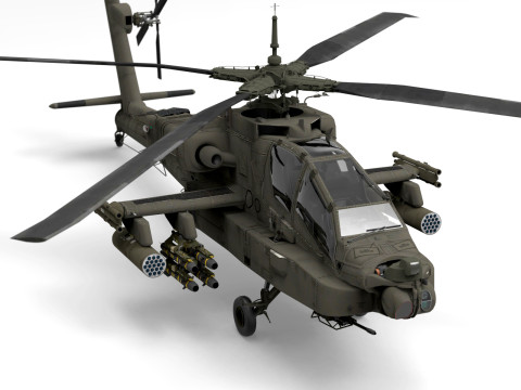 AH-64 Apache Helicopter 3D Model