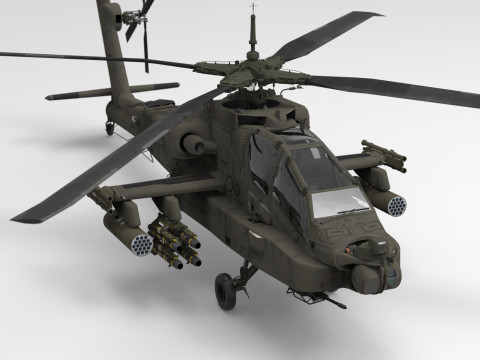 AH-64 Apache Helicopter 3D Model