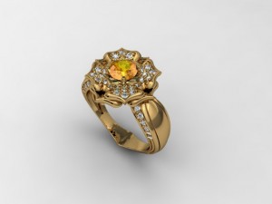 jewellery ring with flower 3D Print Model
