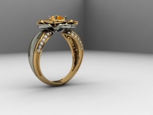 jewellery ring with flower Modèles 3D en vedette