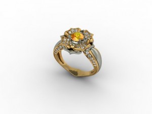 jewellery ring with flower Modèles 3D en vedette