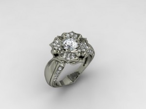 jewellery ring with flower Modèles 3D en vedette